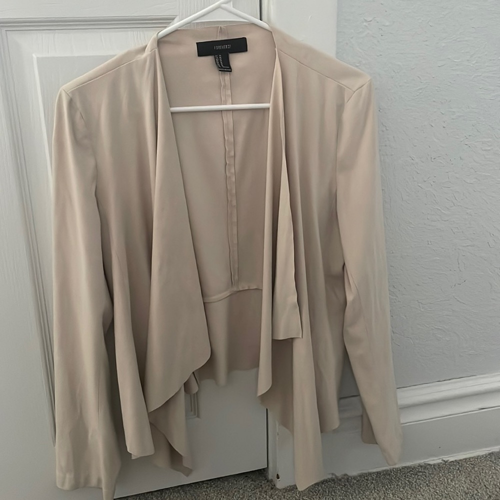 Beige suede open cardigan